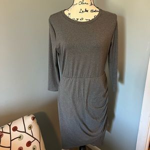 NWOT Reborn J Gray Dress w/ Side Ruching, Large, Very Soft!